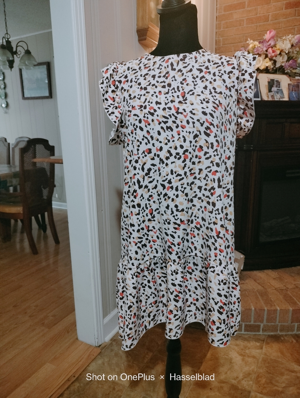 Cute Cool  Summer Dress Leopard Print Ruffle Sleeve